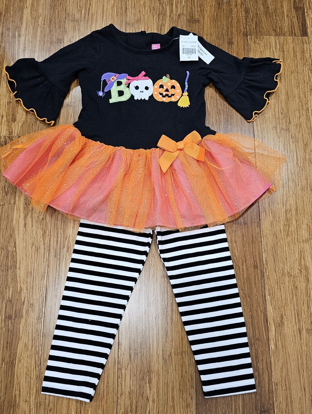 NWT Good Lad Toddler Girls 2-Piece "BOO" Halloween Tutu Dress & Leggings Set 2T